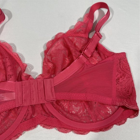 NWT Paramour [ 40H ] Peridot Unlined‎ Lace Bra in Honeysuckle Pink - Picture 11 of 14